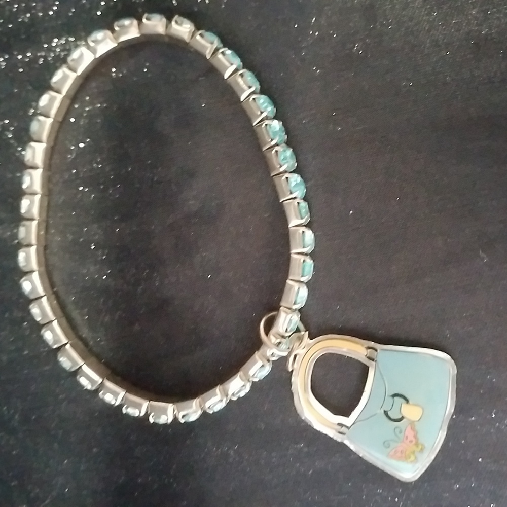 3/$25 CLAIRE'S BRACELET Teal Sequins Stretch Handbag CHARM